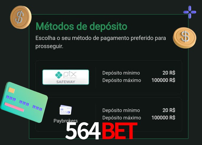 O cassino 564Bet oferece uma grande variedade de métodos de pagamento